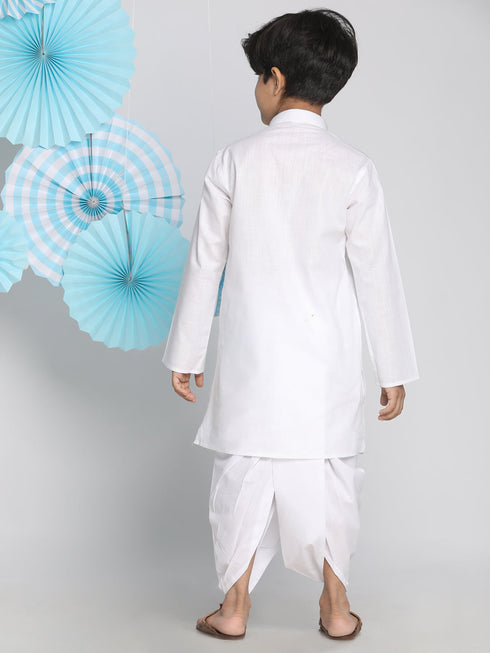 Vastramay Boys' White Kurta And Dhoti Set